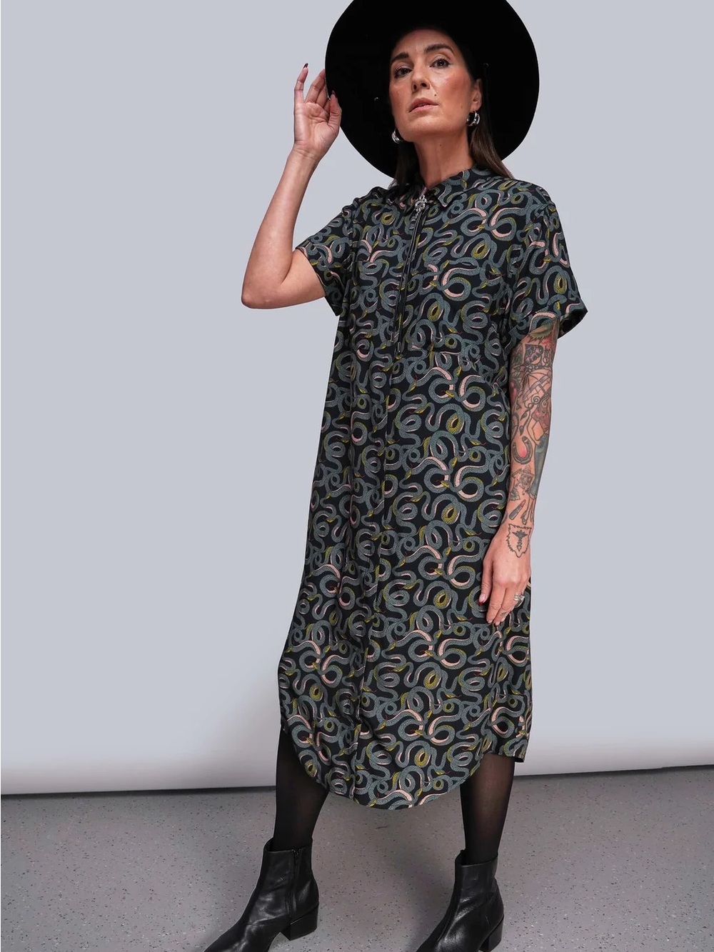 Wildfang Empower Shirt Dress Snake Print - 2XL - NWT